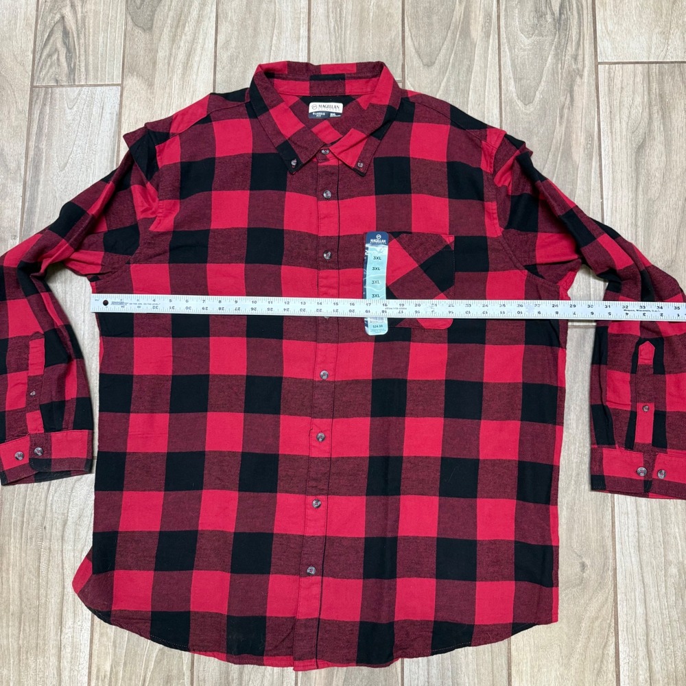 Magellan Outdoors Mens 3XL Red Black Buffalo Plaid Button Down Classic Fit NWT - Picture 4 of 12